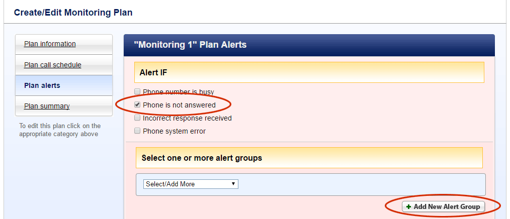 Select alert conditions