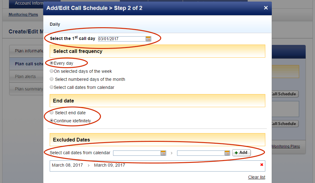 Choose a call frequency
